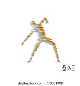 Man is posing and dancing. 3d model of man. Sport symbol. Vector illustration.