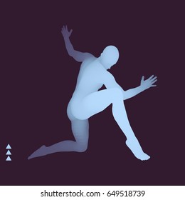 Man is Posing and Dancing. Silhouette of a Dancer. Sports Concept. 3D Model of Man. Human Body. Sport Symbol. Design Element. Vector Illustration.