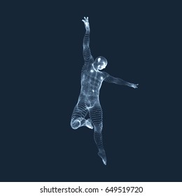 Man is Posing and Dancing. Silhouette of a Dancer. 3D Model of Man. Sport Symbol. Design Element. Vector Illustration.