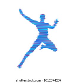 Man is posing and dancing. Sport symbol. Design element. Vector illustration.