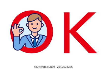 A man posing OK and the letter OK