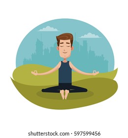 man posing yoga meditation