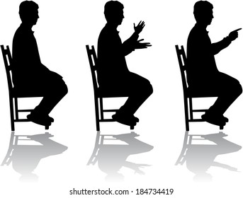 Man in position sitting , vectors work 