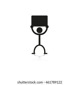 A man with a poster in his hands. Vector icon.