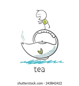 a man with a pot of tea illustration