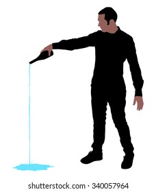 Man pouring drink out of a bottle, vector