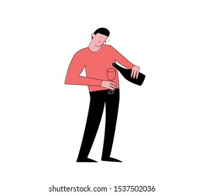 Man pouring wine at the party vector illustration