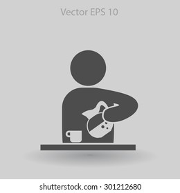 man pours coffee into a cup vector icon