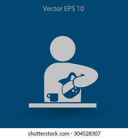 man pours coffee into a cup vector icon