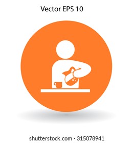 man pours coffee into a cup vector icon