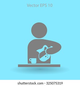 man pours coffee into a cup vector icon