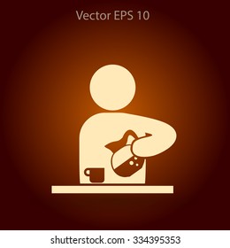 man pours coffee into a cup vector icon