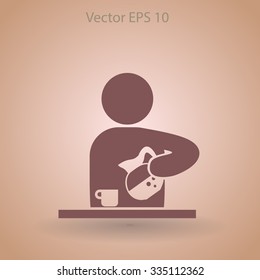 man pours coffee into a cup vector icon