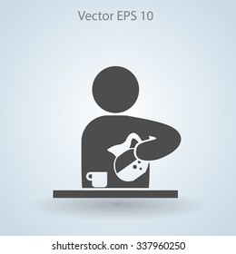man pours coffee into a cup vector icon