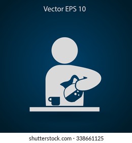 man pours coffee into a cup vector icon