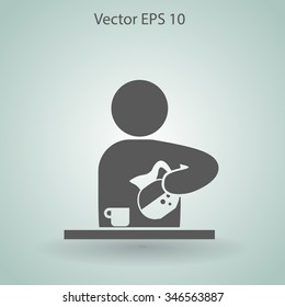 man pours coffee into a cup vector icon