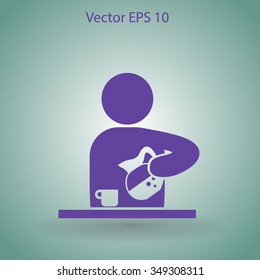 man pours coffee into a cup vector icon