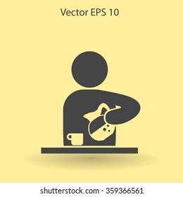 man pours coffee into a cup vector icon
