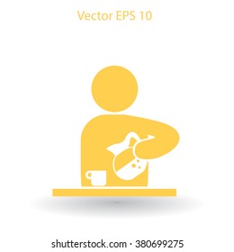 man pours coffee into a cup vector icon