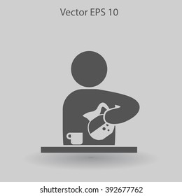 man pours coffee into a cup vector icon