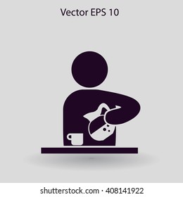 man pours coffee into a cup vector icon