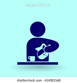 man pours coffee into a cup vector icon