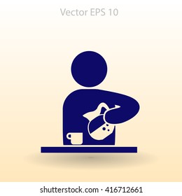 man pours coffee into a cup vector icon