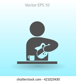 man pours coffee into a cup vector icon