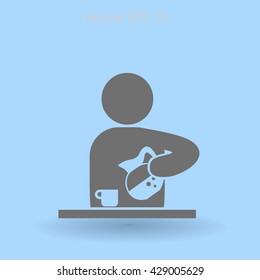 man pours coffee into a cup vector icon