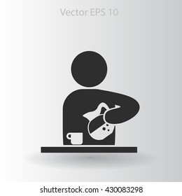 man pours coffee into a cup vector icon