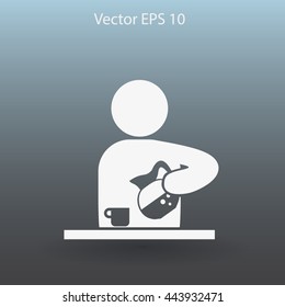 man pours coffee into a cup vector icon