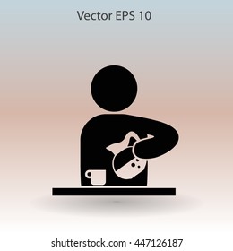 man pours coffee into a cup vector icon