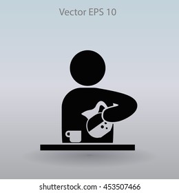 man pours coffee into a cup vector icon