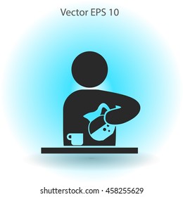 man pours coffee into a cup vector icon
