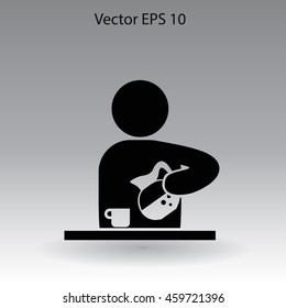 man pours coffee into a cup vector icon
