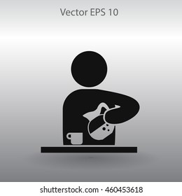 man pours coffee into a cup vector icon