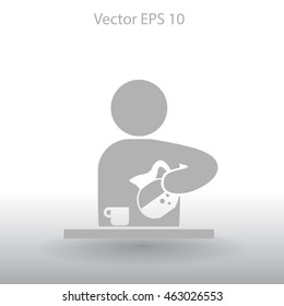 man pours coffee into a cup vector icon