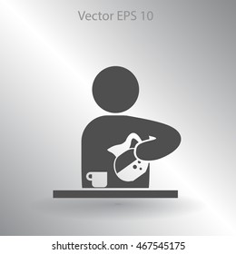 man pours coffee into a cup vector icon