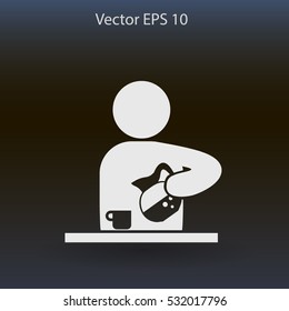 man pours coffee into a cup vector icon