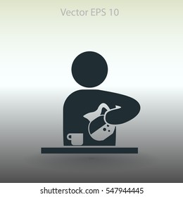 man pours coffee into a cup vector icon