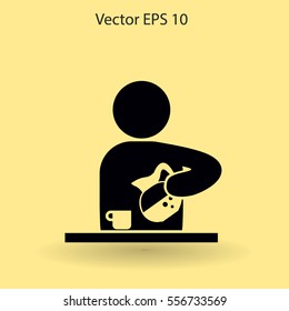 man pours coffee into a cup vector icon