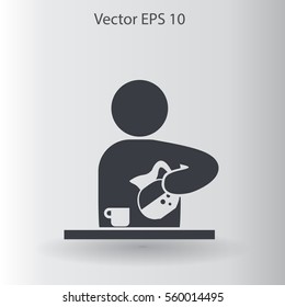 man pours coffee into a cup vector icon