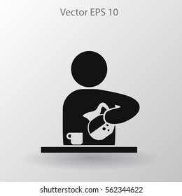 man pours coffee into a cup vector icon