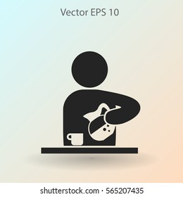 man pours coffee into a cup vector icon