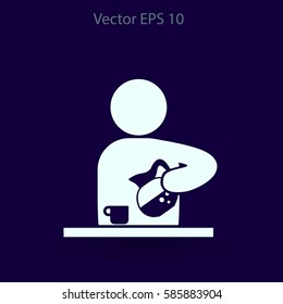 man pours coffee into a cup vector icon