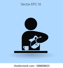 man pours coffee into a cup vector icon