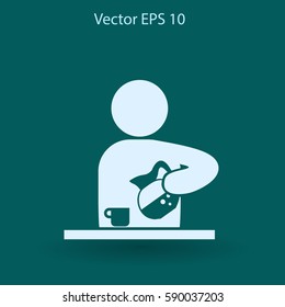 man pours coffee into a cup vector icon