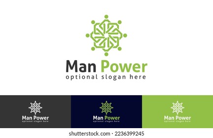 Man Power logo. People, community, social connection icons logo.