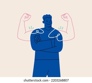Man power, man self confidence, high esteem concept. Colorful vector illustration
 - Shutterstock ID 2203268807