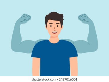 Man power, self confidence, high self esteem concept vector illustration.